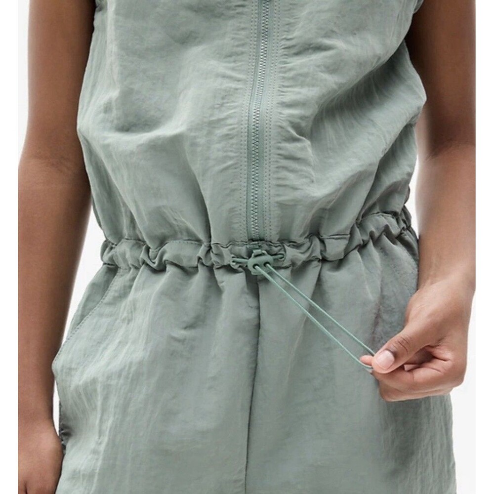 Athleta Girl Utility Woven Jumpsuit Zip Up Sleeveless Size 14 NWT Agave Green - Picture 7 of 10